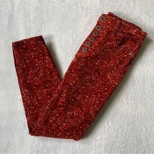 Anthropologie Pilcro Pants Women’s 27 Corduroy Skinny Orange Floral Boho